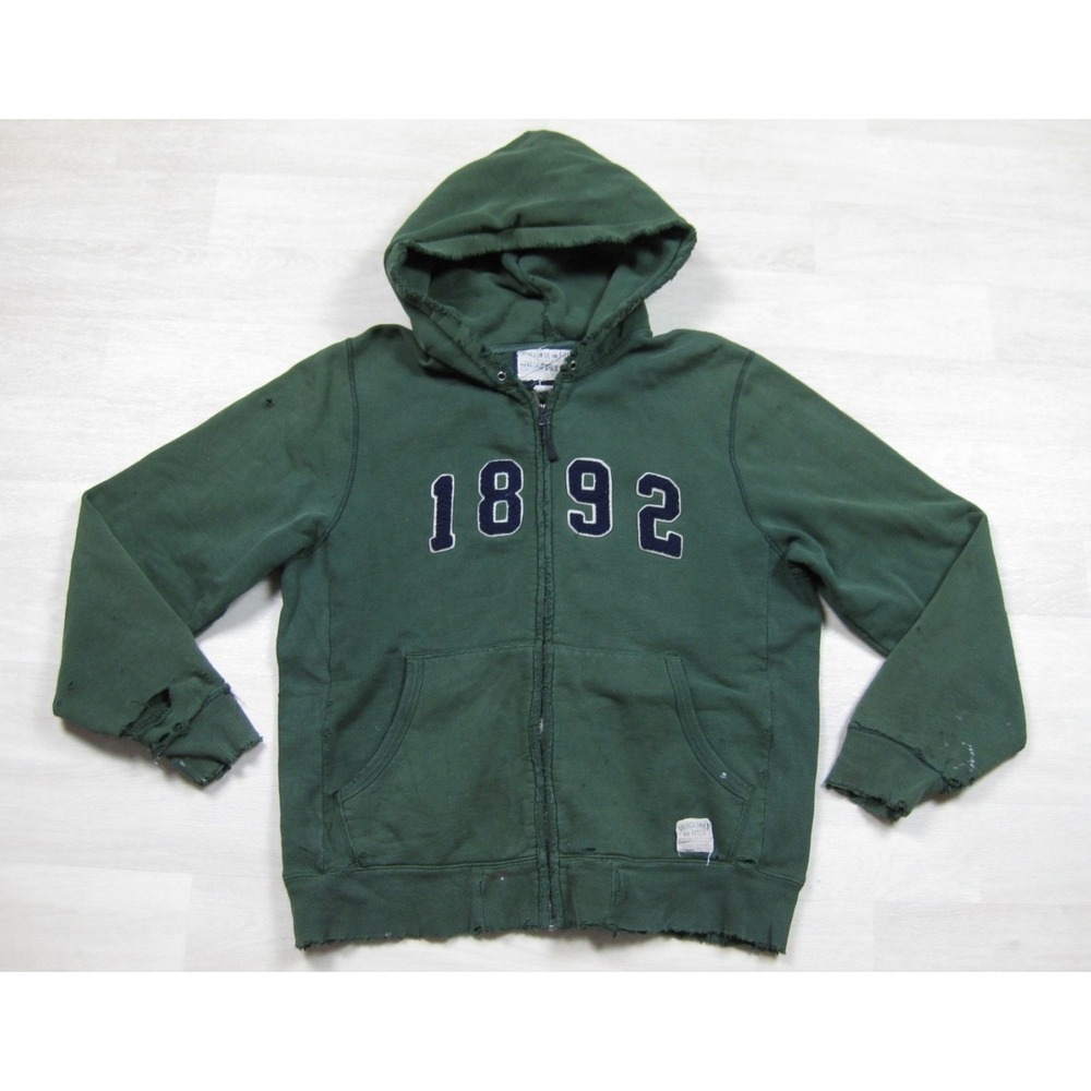 Vintage Y2K ABERCROMBIE & FITCH Hoodie Full Zip Men's (S) THRASHED Opaque Print
